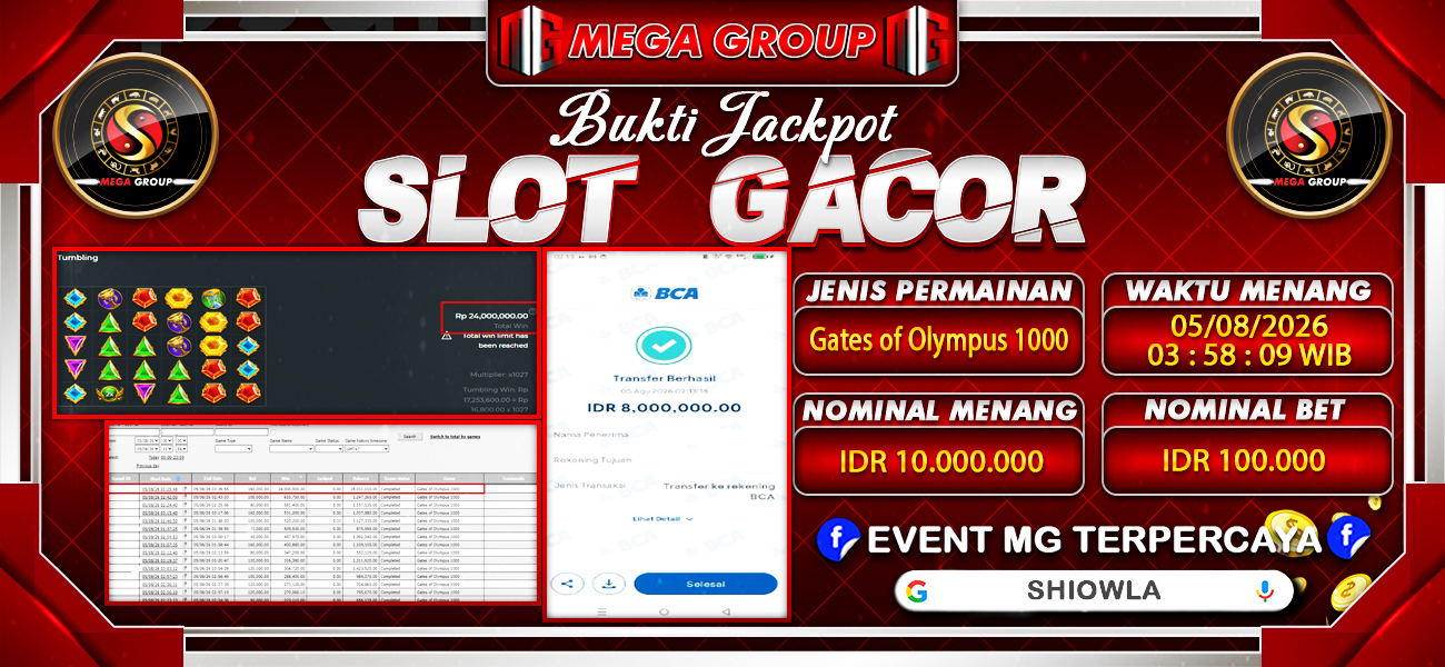 Bukti JP situs Shiowla hari Rabu, 05 Agustus 2026