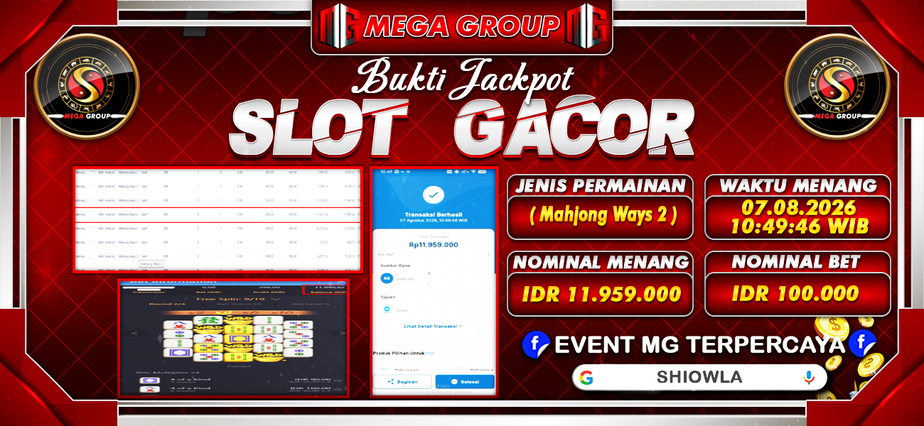 Bukti JP situs Shiowla hari Jumat, 07 Agustus 2026