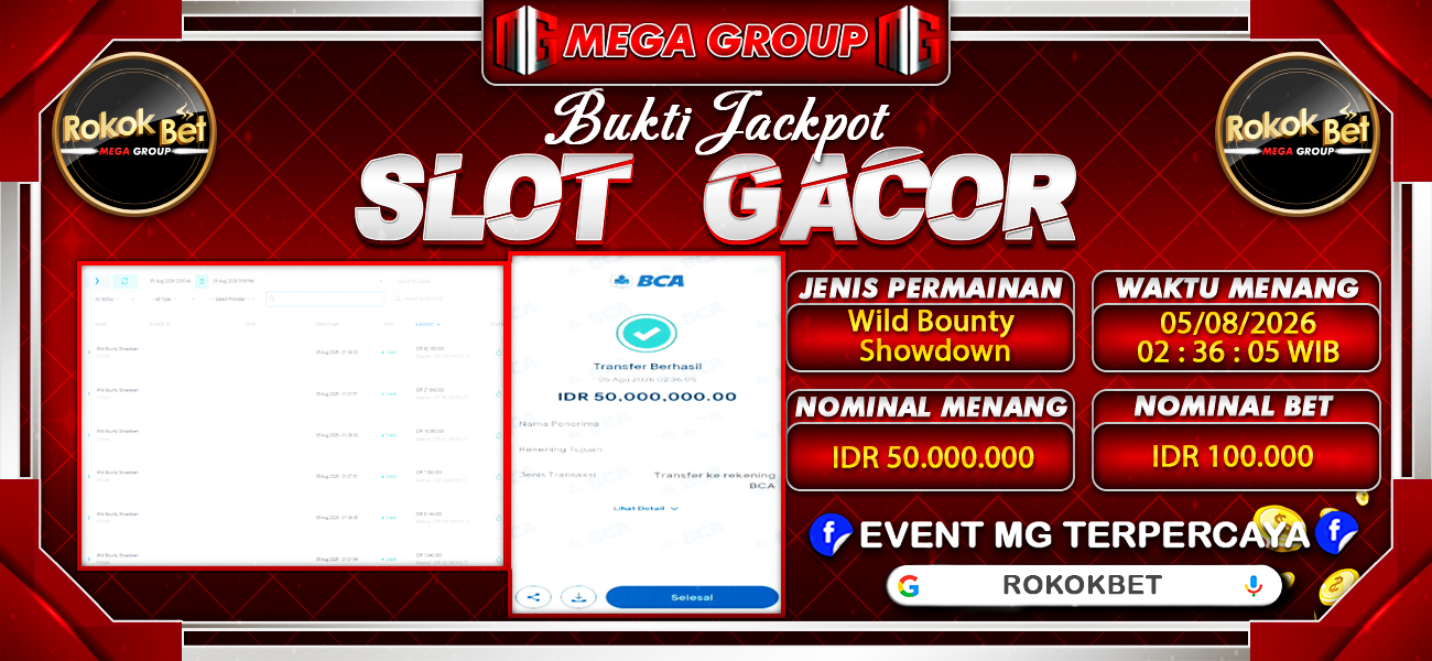 Bukti JP situs Rokokbet hari Rabu, 05 Agustus 2026