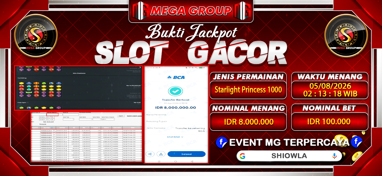 Bukti JP situs Shiowla hari Rabu, 05 Agustus 2026