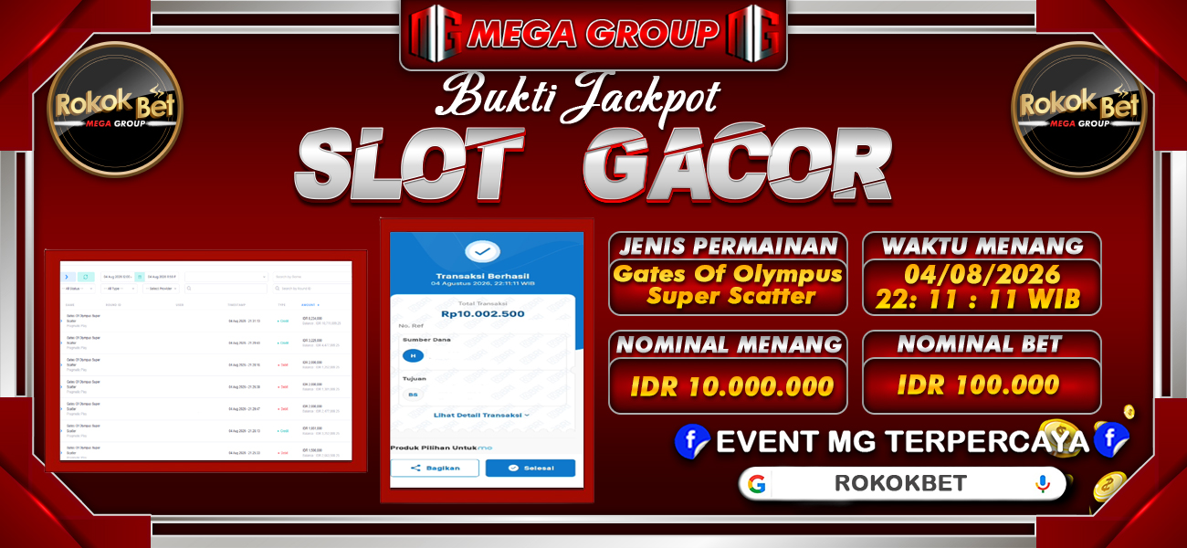 Bukti JP situs Rokokbet hari Rabu, 05 Agustus 2026