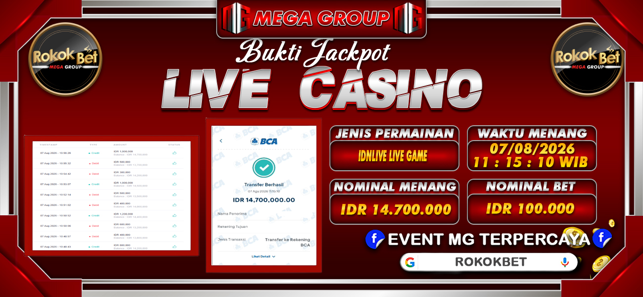Bukti JP situs Rokokbet hari Jumat, 07 Agustus 2026