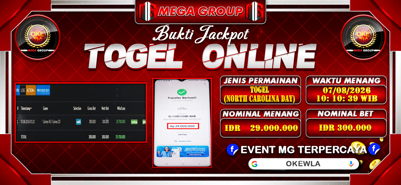 Bukti JP situs Okewla hari Jumat, 07 Agustus 2026