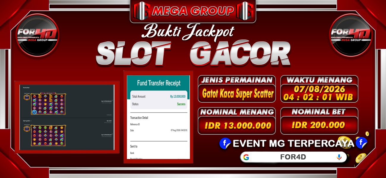 Bukti JP situs For4D hari Jumat, 07 Agustus 2026