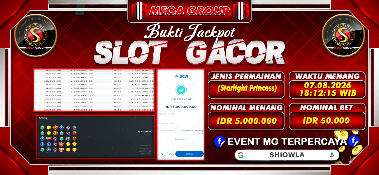 Bukti JP situs Shiowla hari Jumat, 07 Agustus 2026