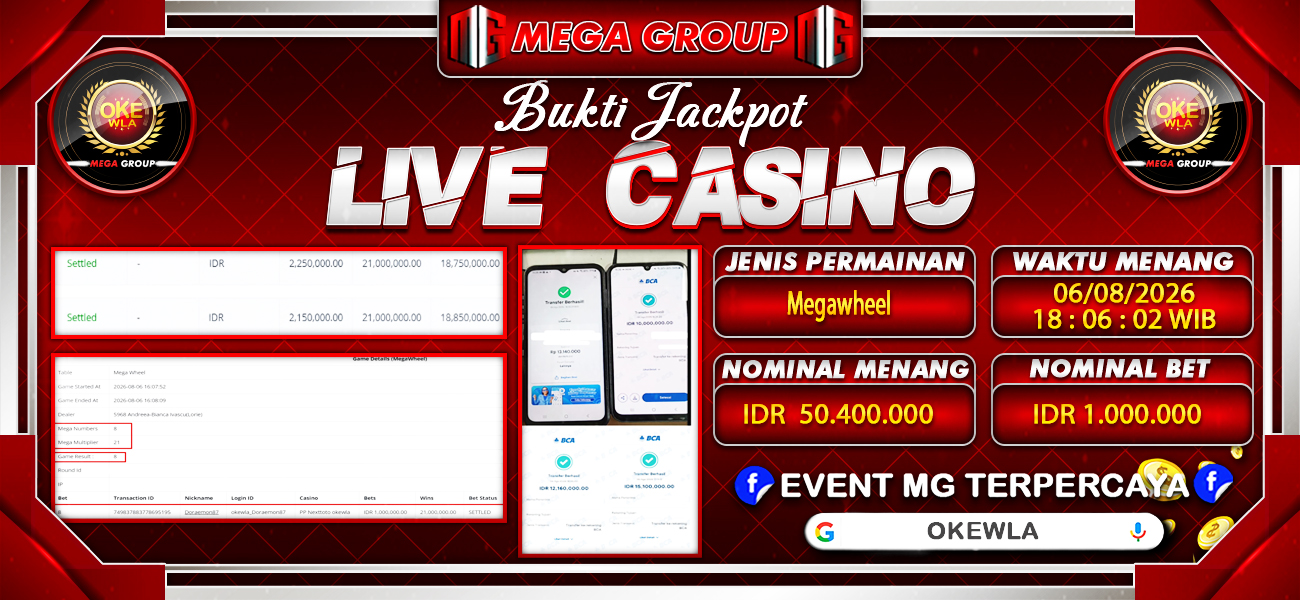 Bukti JP situs Okewla hari Kamis, 06 Agustus 2026