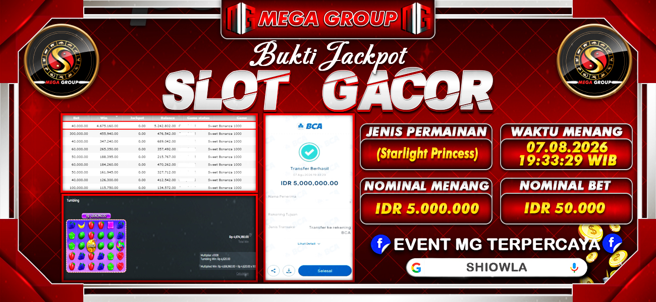 Bukti JP situs Shiowla hari Jumat, 07 Agustus 2026