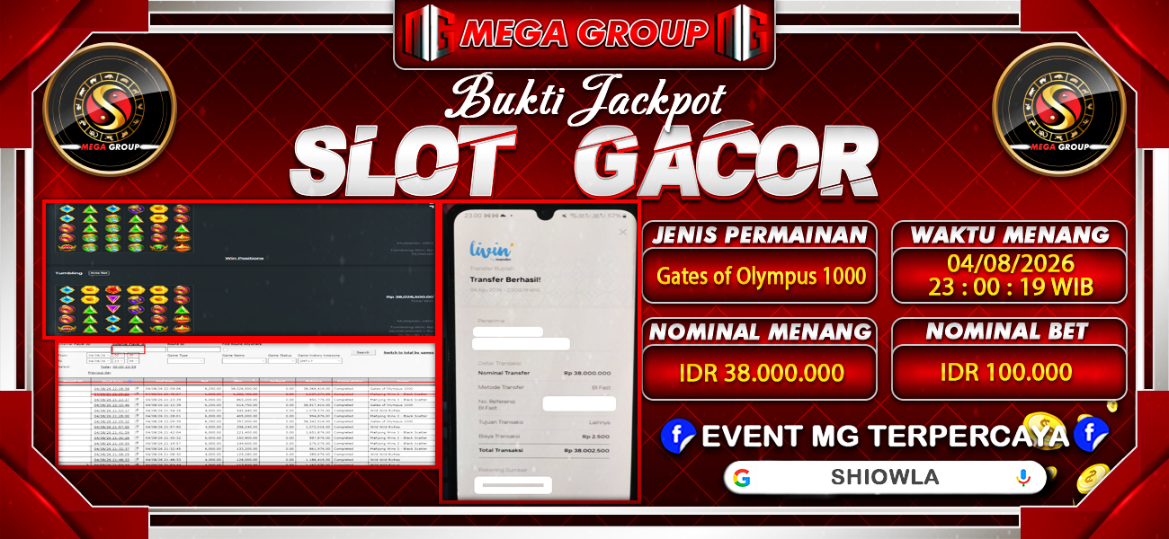 Bukti JP situs Shiowla hari Selasa, 04 Agustus 2026