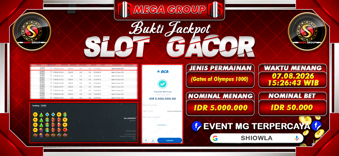 Bukti JP situs Shiowla hari Jumat, 07 Agustus 2026